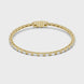 Lab grown baguette diamond tennis bracelet in yellow gold white gold and rose gold featuring sleek geometric diamond settings