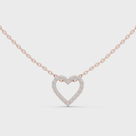 Minimal open heart diamond pendant in gold with lab grown diamonds by Signora Jewels