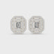 Emerald cut halo lab grown diamond stud earrings in gold by Signora Jewels