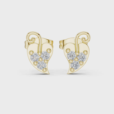 Diamond heart swirl stud earrings in gold by Signora Jewels