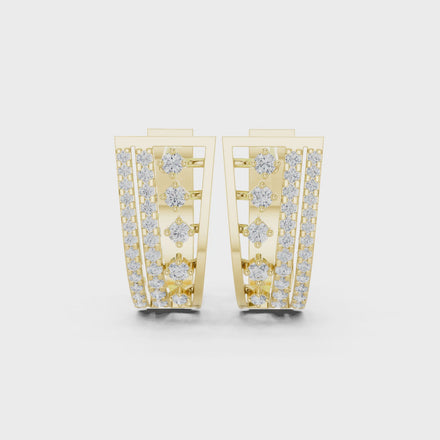 Diamond multi-row hoop earrings in gold by Signora Jewels