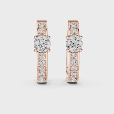 Gold diamond huggie hoop earrings for women