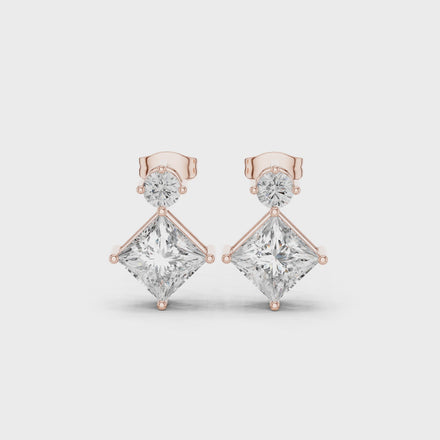Princess diamond drop earrings for women