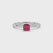Asscher cut gemstone solitaire ring in gold with four-prong setting