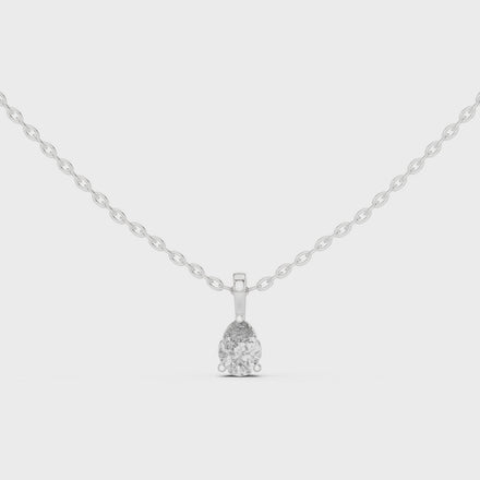 Minimal pear cut solitaire diamond pendant in gold with lab grown diamond by Signora Jewels