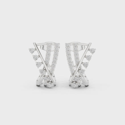 Diamond crossover hoop earrings in gold by Signora Jewels