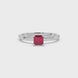 Asscher cut gemstone solitaire ring in gold with four-prong setting