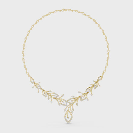 Diamond vine leaf necklace