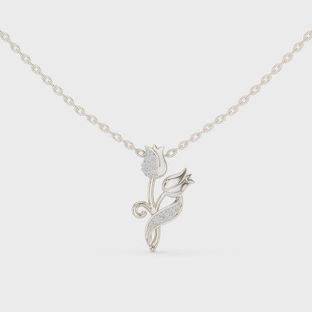 Tulip flower diamond pendant in gold with lab grown diamonds by Signora Jewels