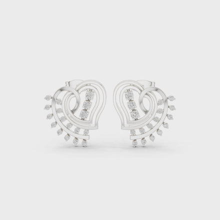 Heart spiral diamond earrings
