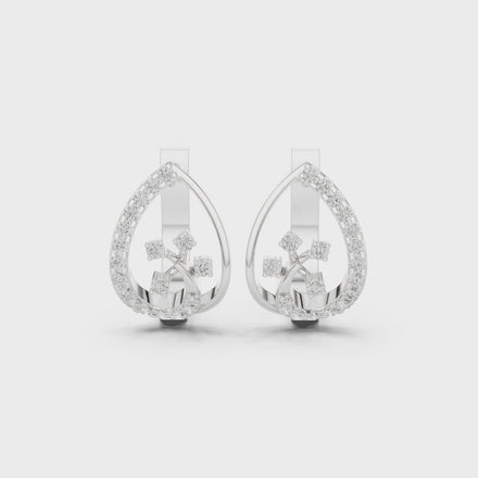 Diamond teardrop floral earrings in gold by Signora Jewels