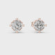 Cushion cut solitaire stud earrings in gold