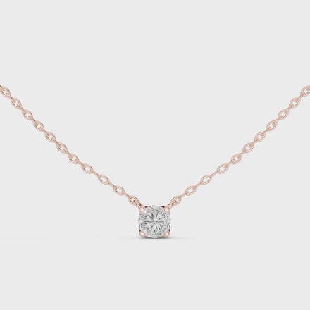 Minimal round cut solitaire diamond pendant in gold with lab grown diamond by Signora Jewels