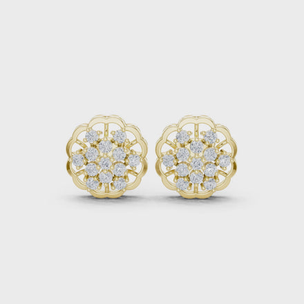 Elegant floral diamond stud earrings