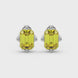 Emerald cut yellow gemstone solitaire stud earrings in fine gold setting