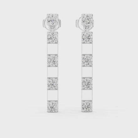 Gold diamond bar stud earrings for women