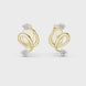 Minimal diamond swirl stud earrings in gold with round brilliant