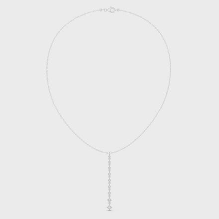 Diamond drop necklace with vertical line pendant design