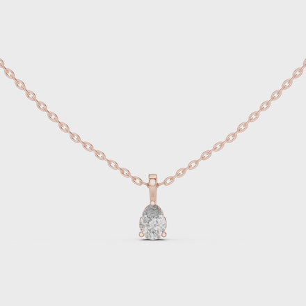 Minimal pear cut solitaire diamond pendant in gold with lab grown diamond by Signora Jewels