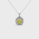 Octagon halo gemstone pendant in gold featuring an Asscher cut center gemstone surrounded by sparkling round accent diamonds