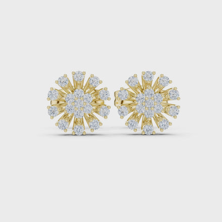 Diamond floral burst stud earrings in gold by Signora Jewels