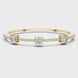 Elegant three stone round diamond bangle bracelet in gold with pavé accent diamonds by Signora Jewels