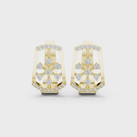 Floral diamond openwork earrings in gold with lab grown diamonds by Signora Jewels