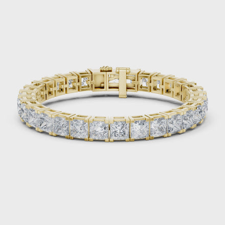 Luxury princess cut diamond tennis bracelet in gold with lab grown diamonds by Signora Jewels
