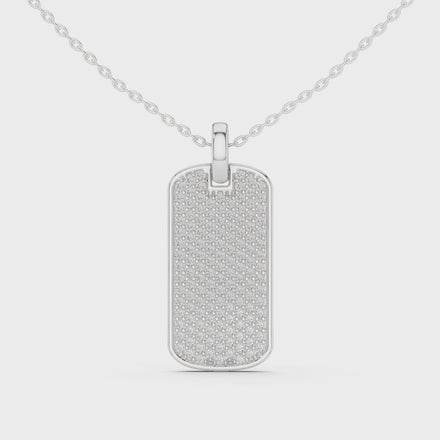 Pavé diamond rectangle dog tag pendant in gold with lab grown diamonds by Signora Jewels