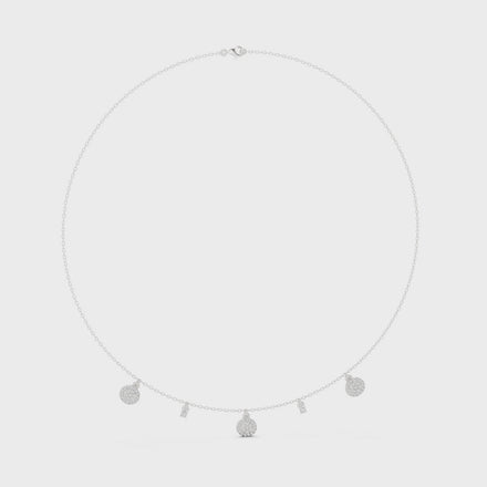 Diamond charm station necklace