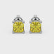 Asscher cut gemstone stud earrings in gold with four-prong basket setting and screw-back closure