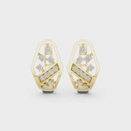 Geometric diamond openwork earrings in gold with lab grown diamonds by Signora Jewels