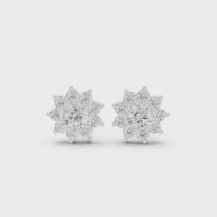 Flower diamond stud earrings