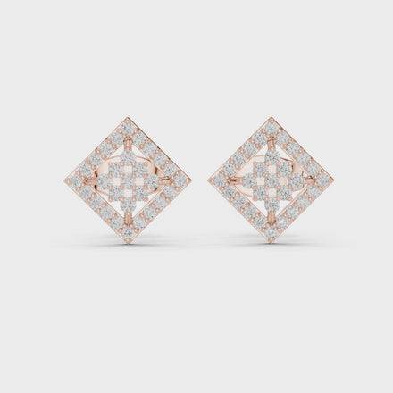 Diamond geometric square stud earrings in gold by Signora Jewels