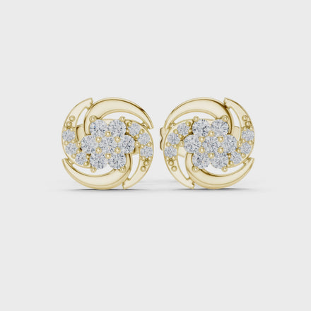 Diamond swirl floral stud earrings in gold by Signora Jewels