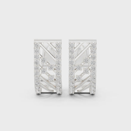 Modern geometric diamond hoop earrings