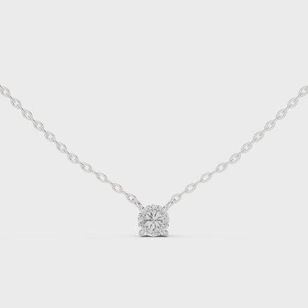 Minimal round cut solitaire diamond pendant in gold with lab grown diamond by Signora Jewels