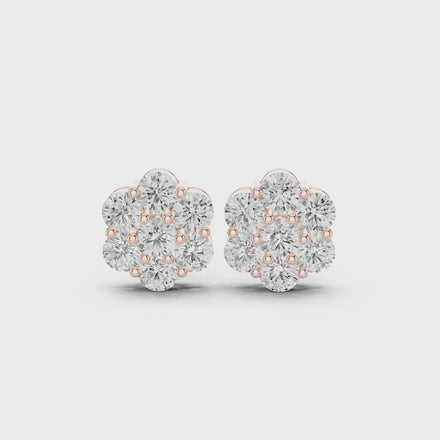 Oval pave diamond earrings for women