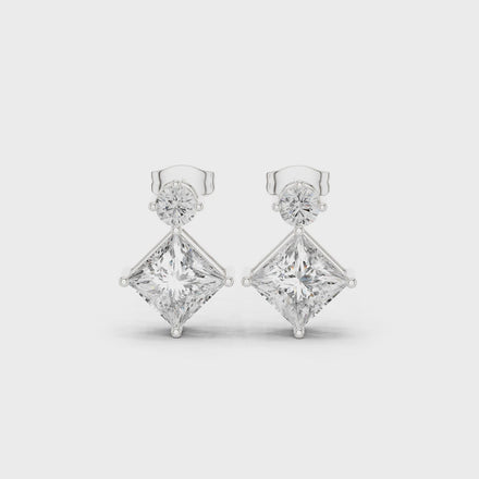 Princess diamond drop earrings for women