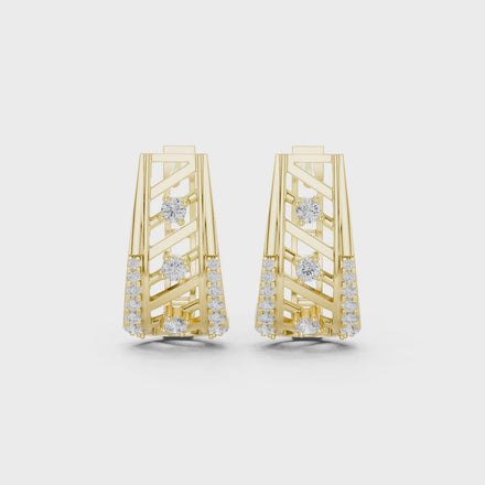 Diamond geometric openwork earrings in gold by Signora Jewels