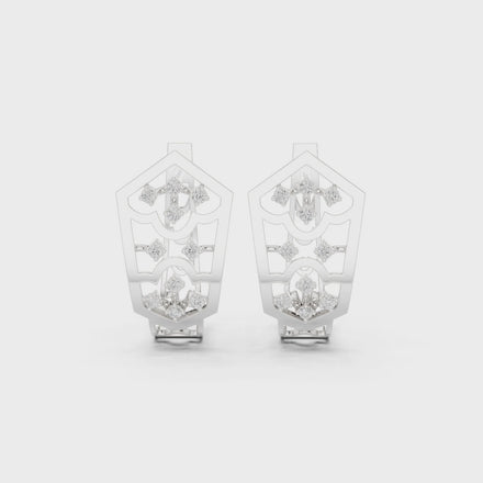 Diamond geometric floral openwork earrings in gold by Signora Jewels