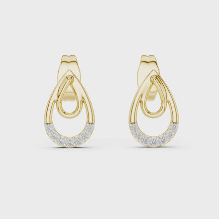Teardrop diamond stud earrings in gold with round lab grown diamonds
