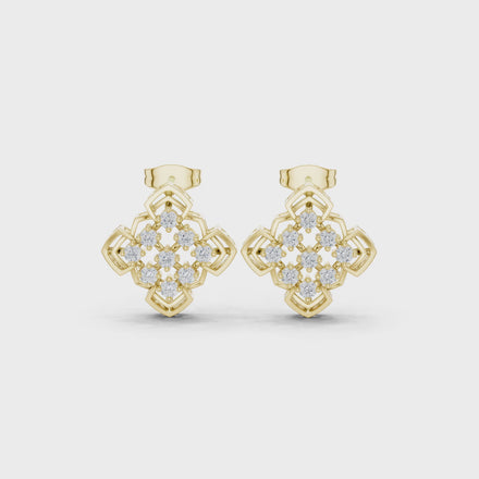 Geometric diamond stud earrings