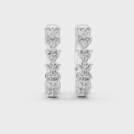 Gold heart diamond hoop earrings for women