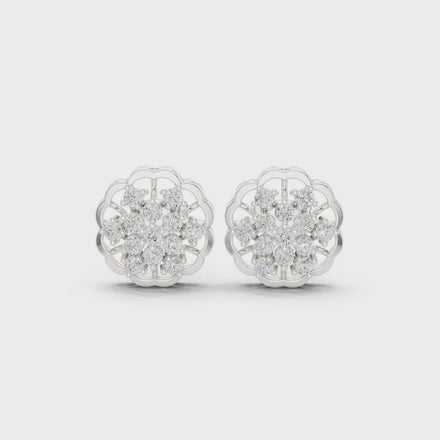 Elegant floral diamond stud earrings
