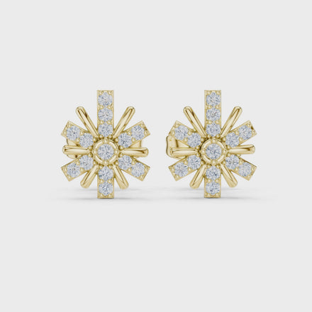 Diamond starburst stud earrings in gold by Signora Jewels
