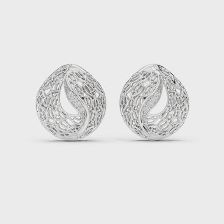 Diamond dome stud earrings in gold with pavé diamonds