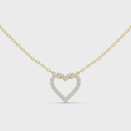 Minimal open heart diamond pendant in gold with lab grown diamonds by Signora Jewels