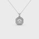 Octagon halo gemstone pendant in gold featuring an Asscher cut center gemstone surrounded by sparkling round accent diamonds