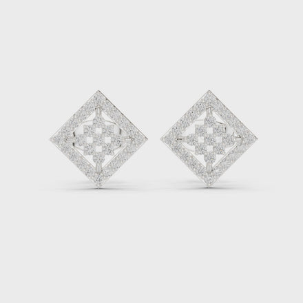 Diamond geometric square stud earrings in gold by Signora Jewels